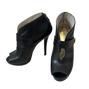 Michael Kors Women's Isabella Black Bootie Heels Open-Toe Size 5.5 M US